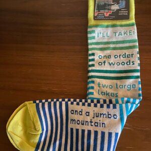 New Blue Q Men's Crew Socks "One order of woods" Cotton Blend Size 7-12